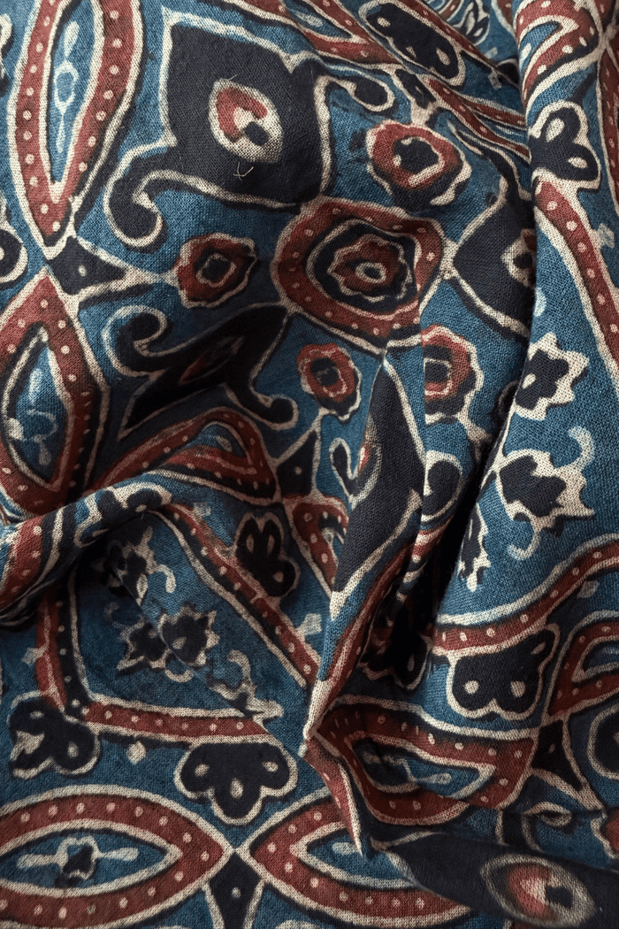 Ajrakh Cotton hand block printed stole
