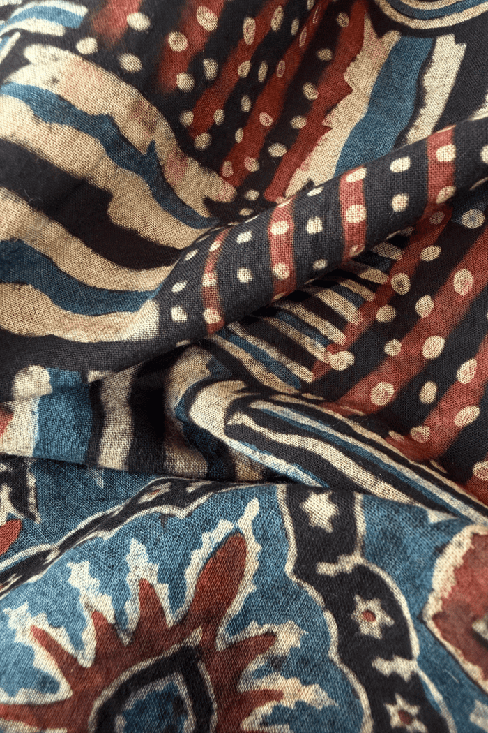 Ajrakh Cotton hand block printed stole