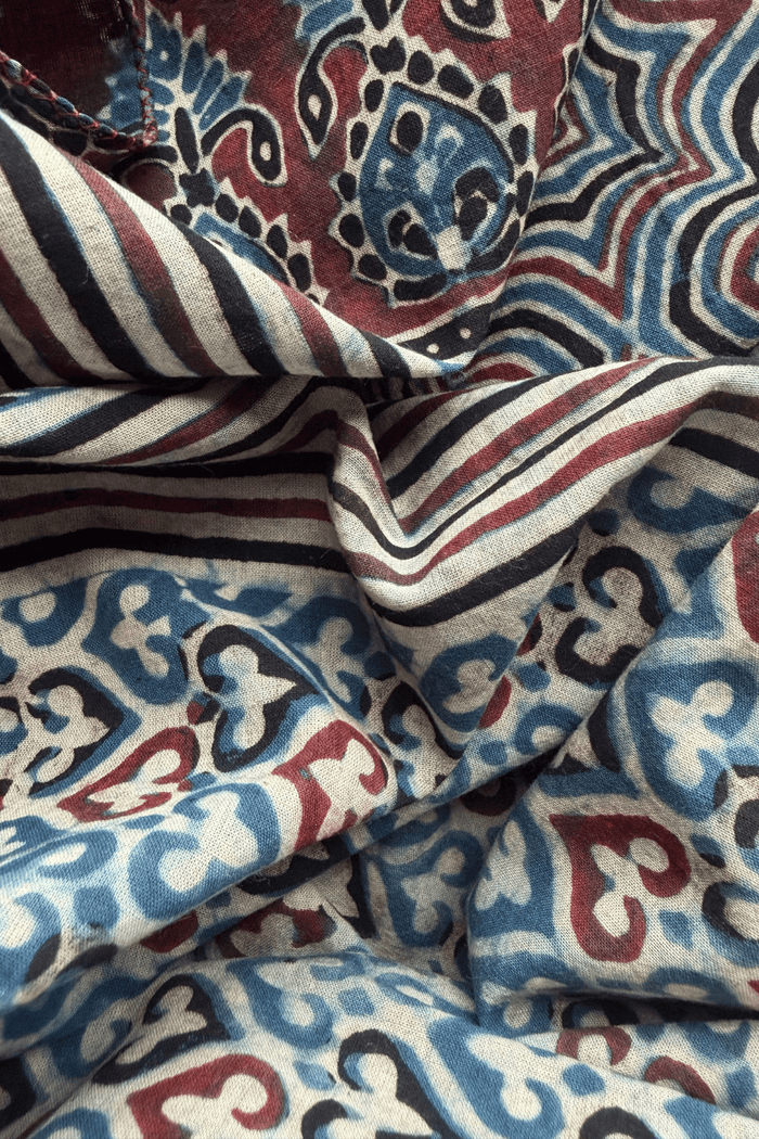 Ajrakh Cotton hand block printed stole