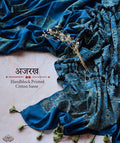 Ajrakh Cotton Handblock Printed Saree