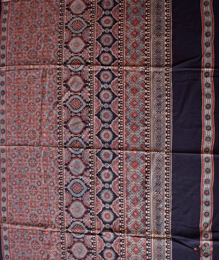 Ajrakh Cotton Handblock Printed Saree