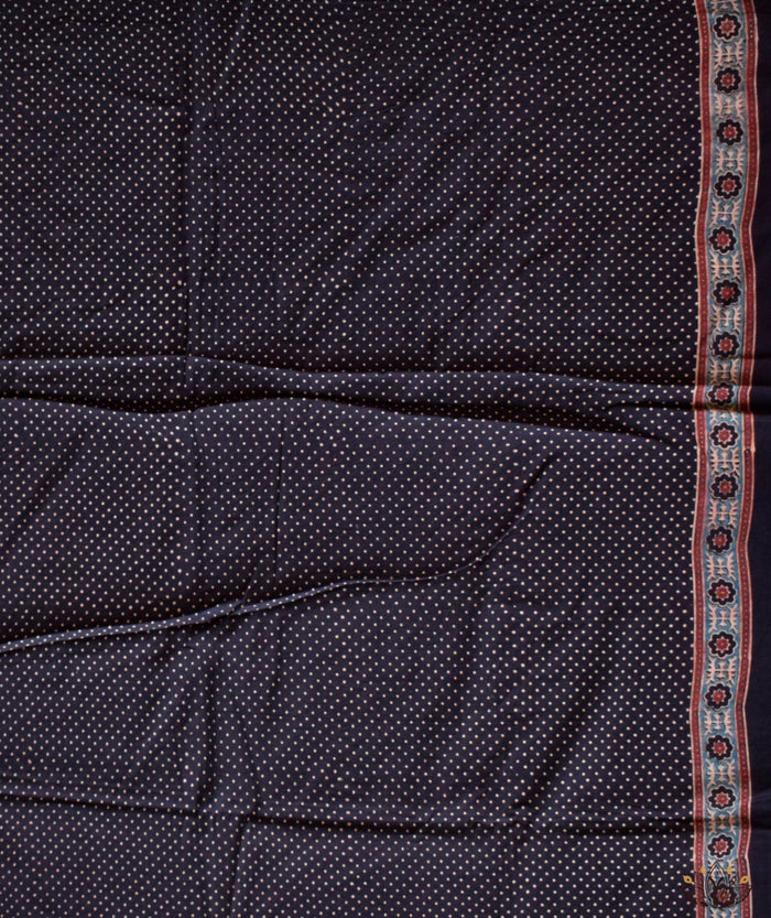 Ajrakh Cotton Handblock Printed Saree