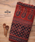 Ajrakh cotton Silk hand block printed saree
