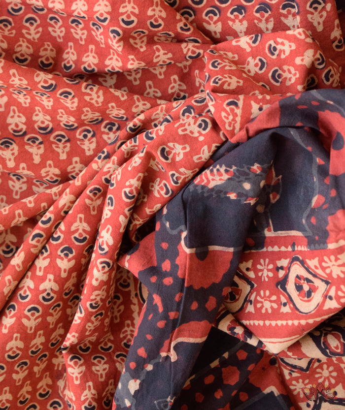 Ajrakh Handblock Printed Cotton Dupatta