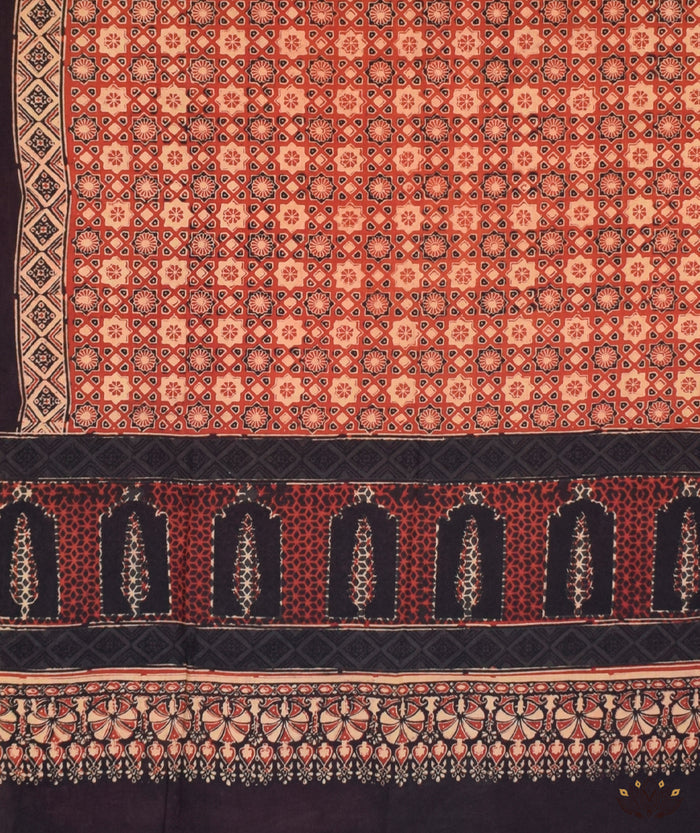 Ajrakh Handblock Printed Cotton Dupatta