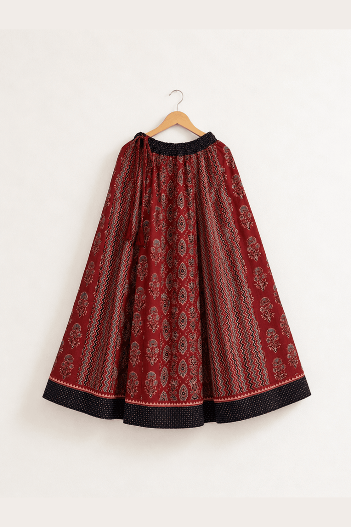 Ajrakh Handblock Printed Kali Skirt