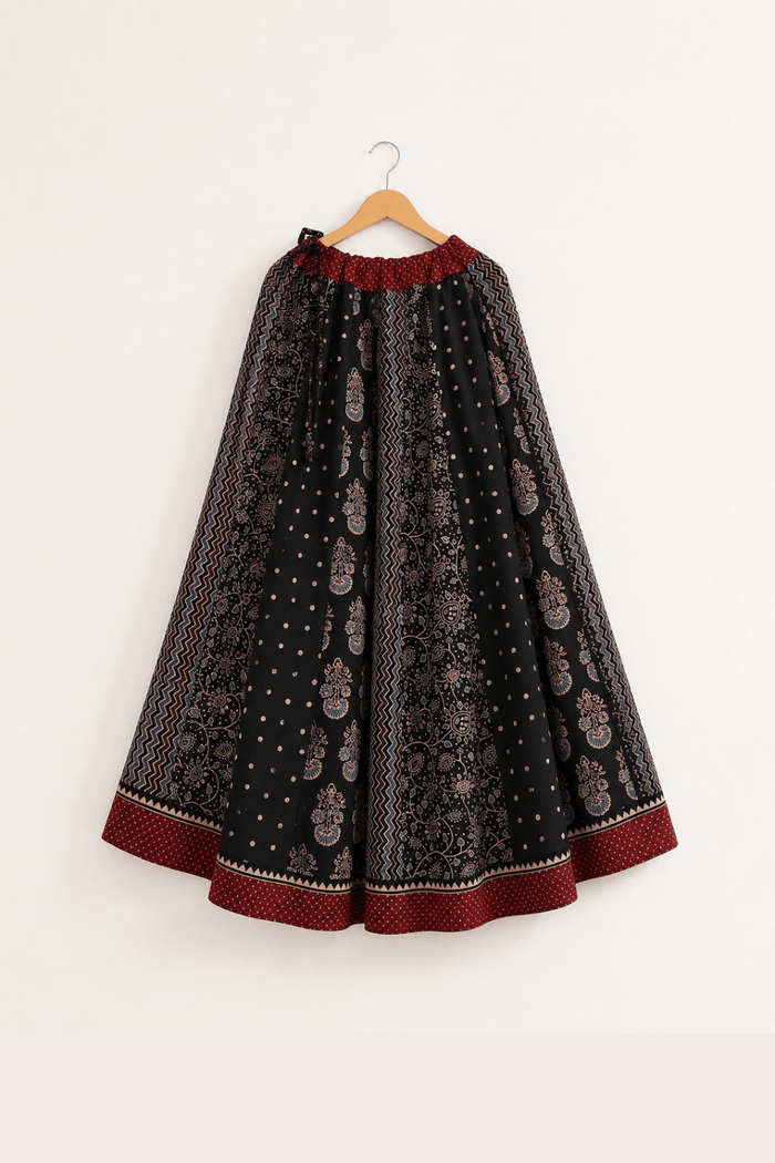 Ajrakh Handblock Printed Kali Skirt