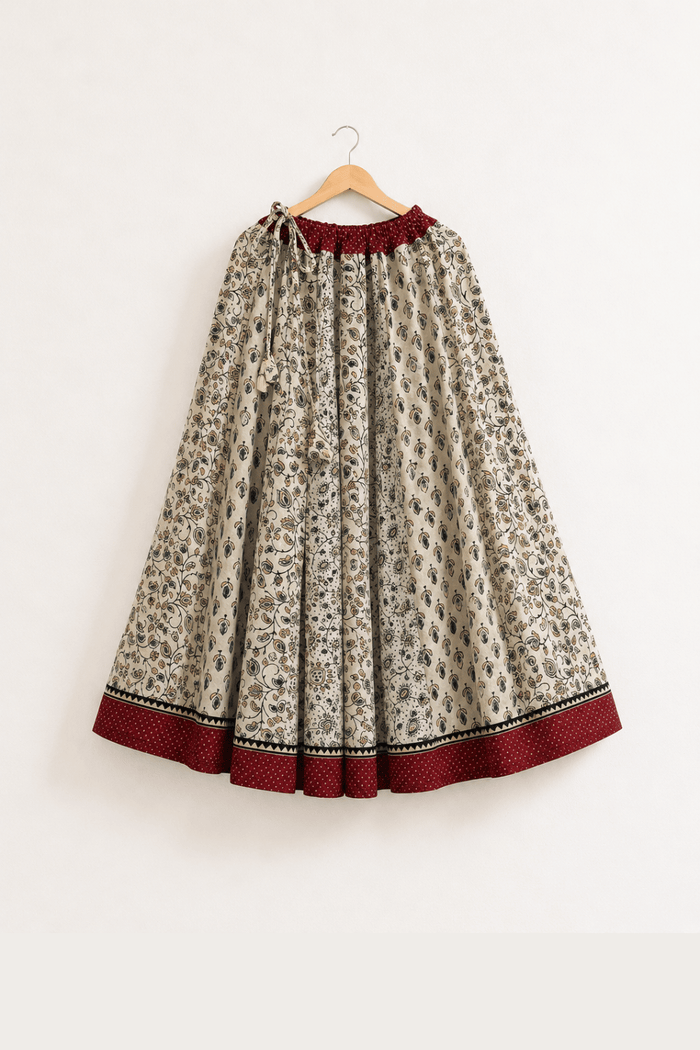 Ajrakh Handblock Printed Kali Skirt
