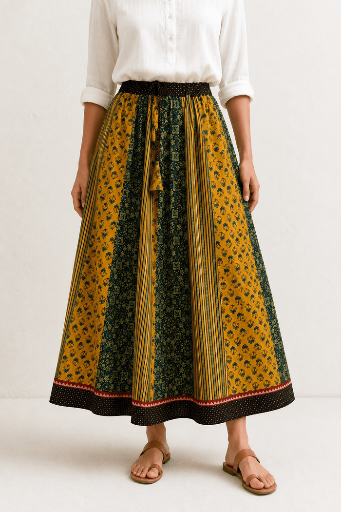 Ajrakh Handblock Printed Kali Skirt