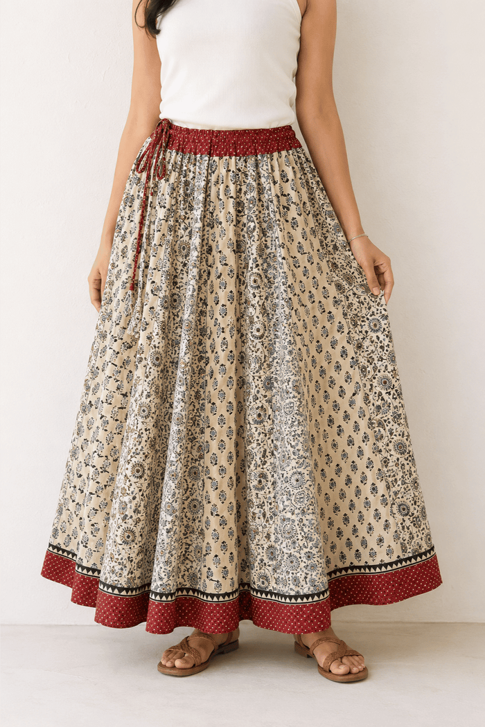 Ajrakh Handblock Printed Kali Skirt