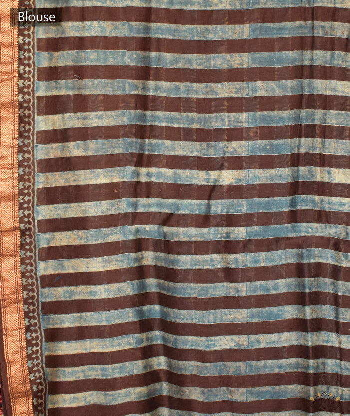 Ajrakh Handwoven Maheshwari cotton silk hand block printed saree