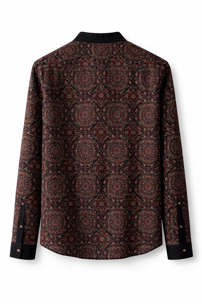 Ajrakh Kala Cotton Unisex Shirt - Black