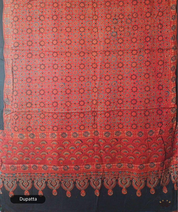 Ajrakh modal silk 2 piece suit