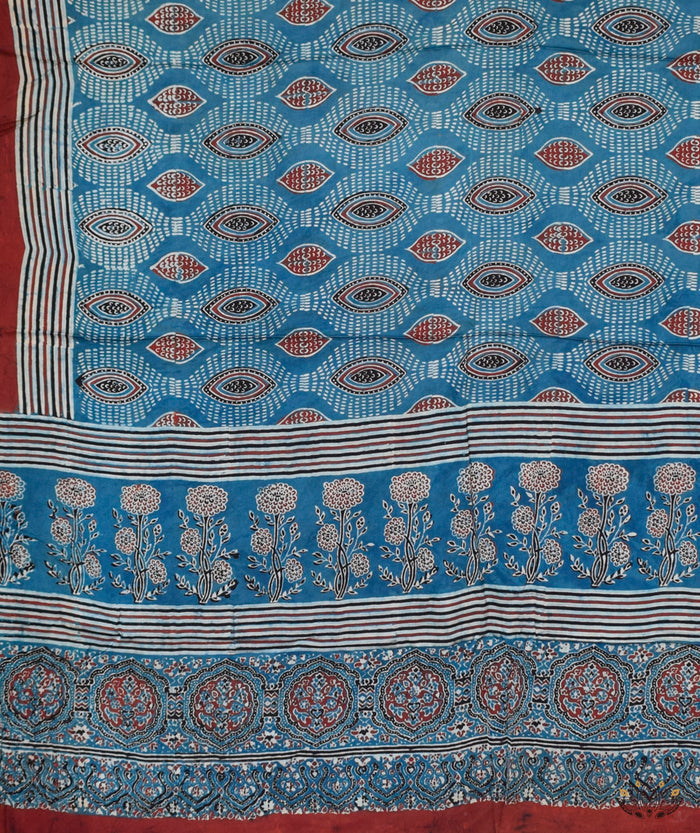 Ajrakh modal silk hand block printed dupatta