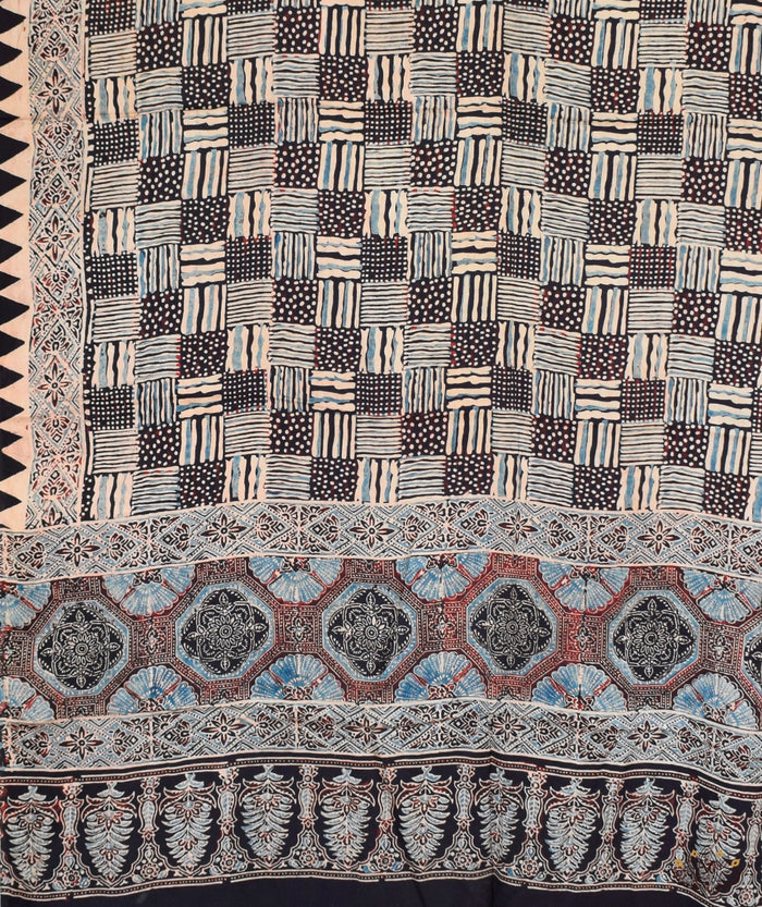 Ajrakh modal silk hand block printed dupatta
