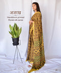 AJRAKH MODAL SILK HAND BLOCK PRINTED SAREE