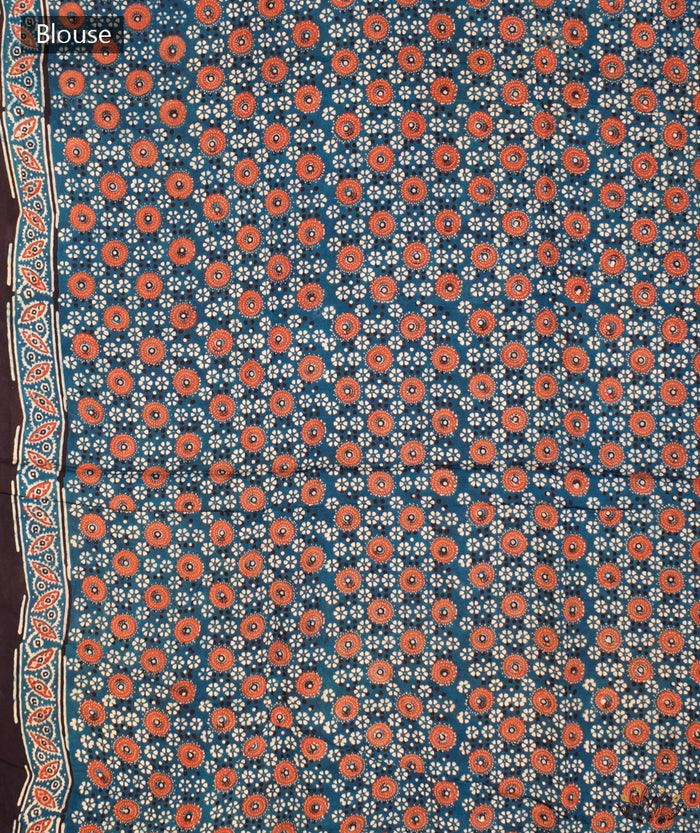 Ajrakh modal silk hand block printed saree