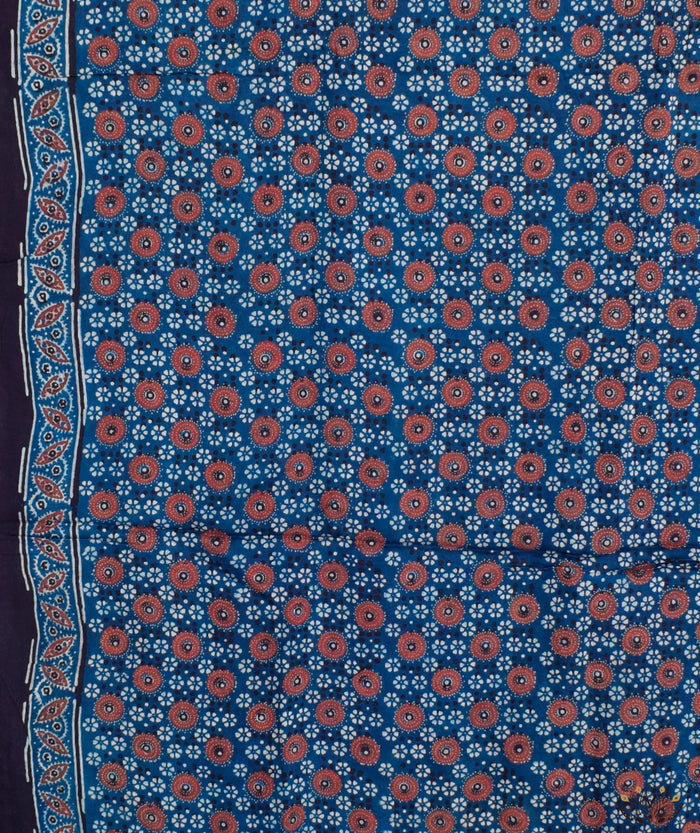 Ajrakh Modal Silk Hand Block Printed Saree