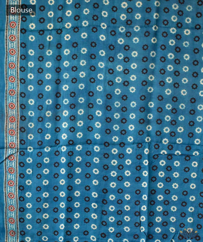 Ajrakh Modal Silk Hand Block Printed Saree
