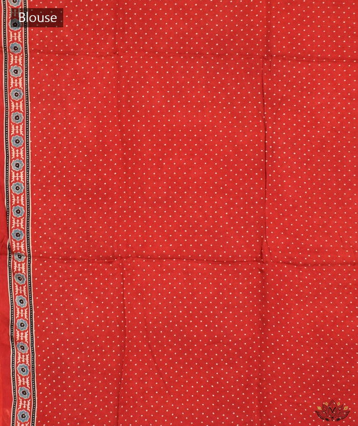 Ajrakh modal silk hand block printed saree