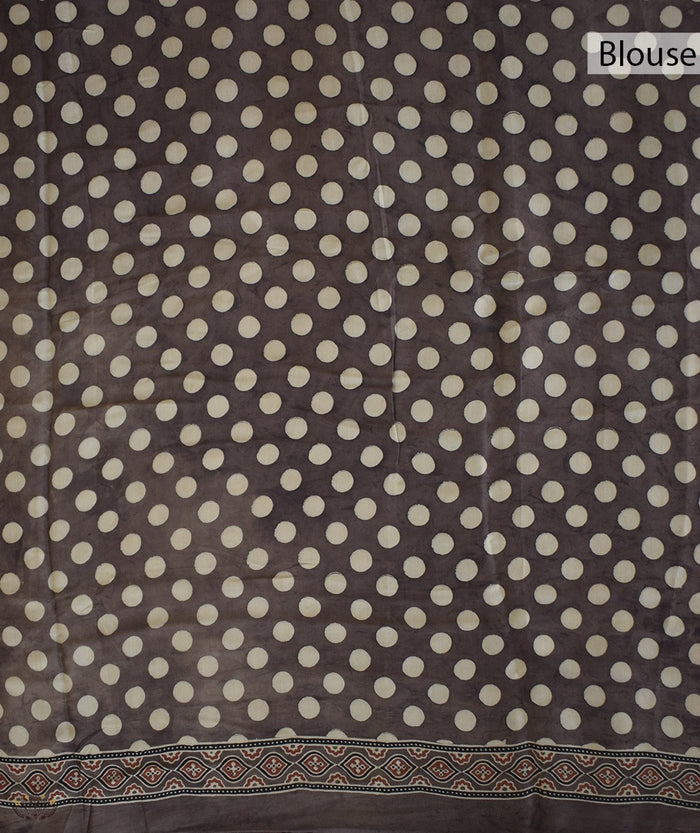 Ajrakh modal silk hand block printed saree