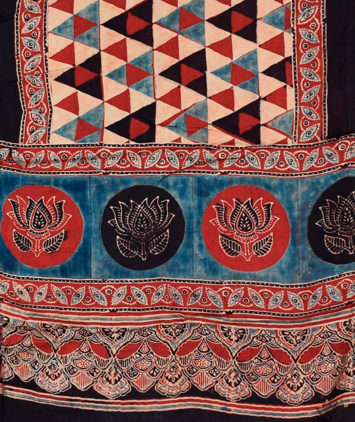 Ajrakh modal silk hand block printed stole
