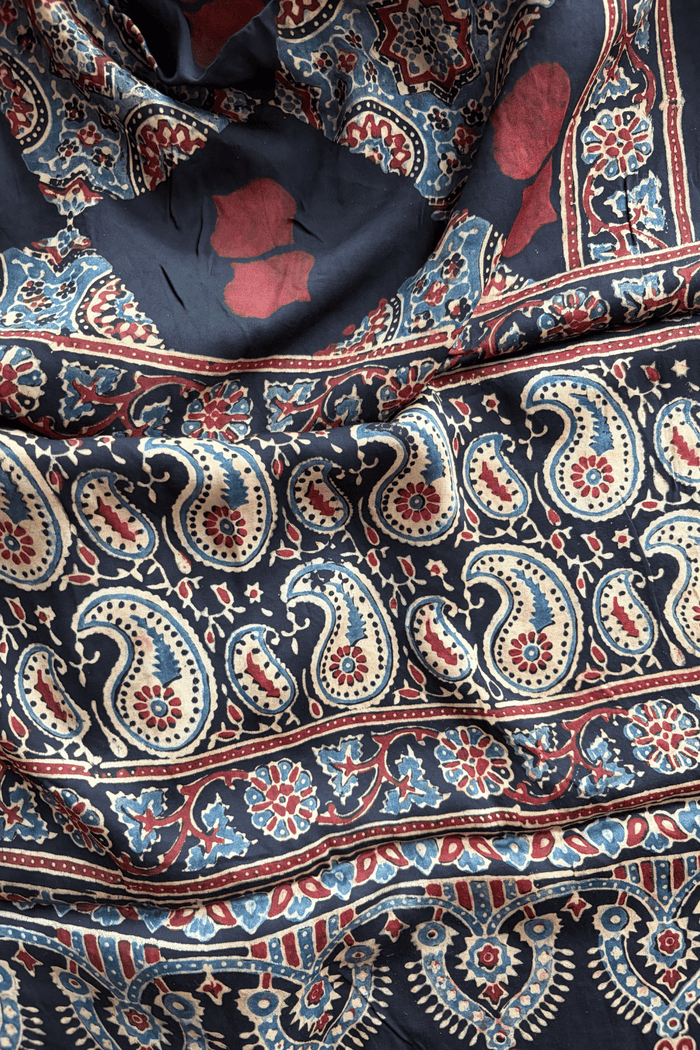Ajrakh modal silk hand block printed stole