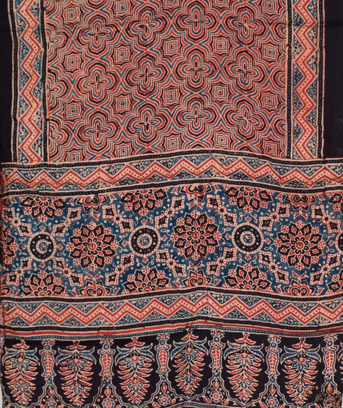 Ajrakh modal silk hand block printed stole