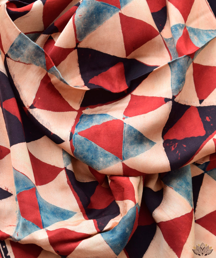Ajrakh modal silk hand block printed stole