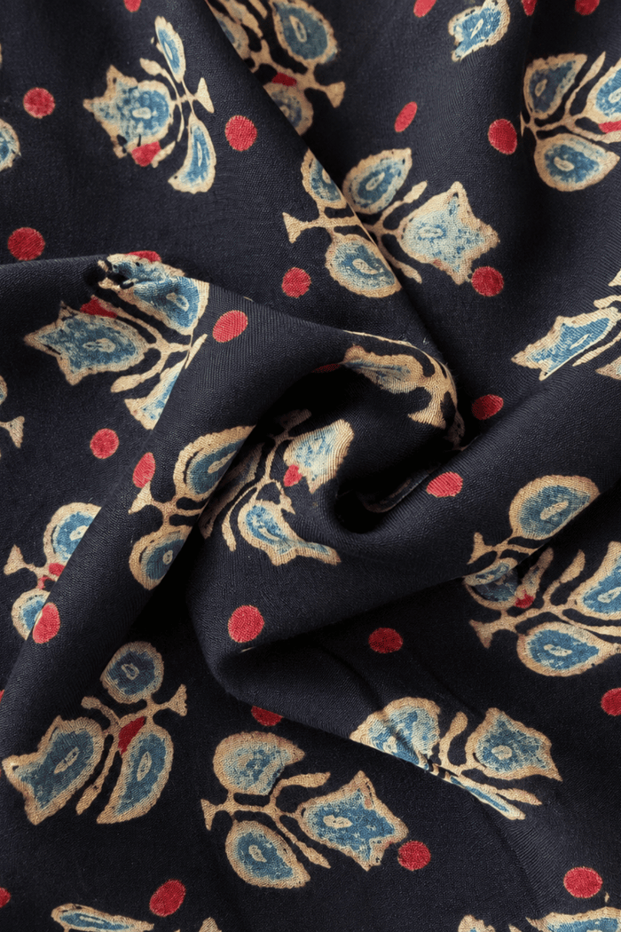 Ajrakh modal silk hand block printed stole