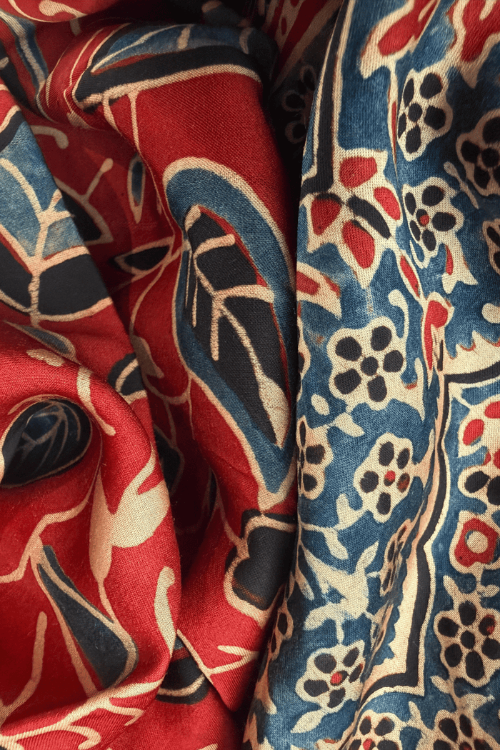 Ajrakh modal silk hand block printed stole
