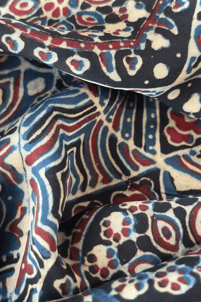 Ajrakh modal silk hand block printed stole