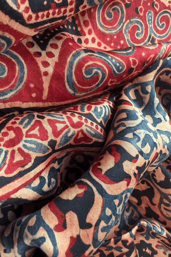 Ajrakh modal silk hand block printed stole