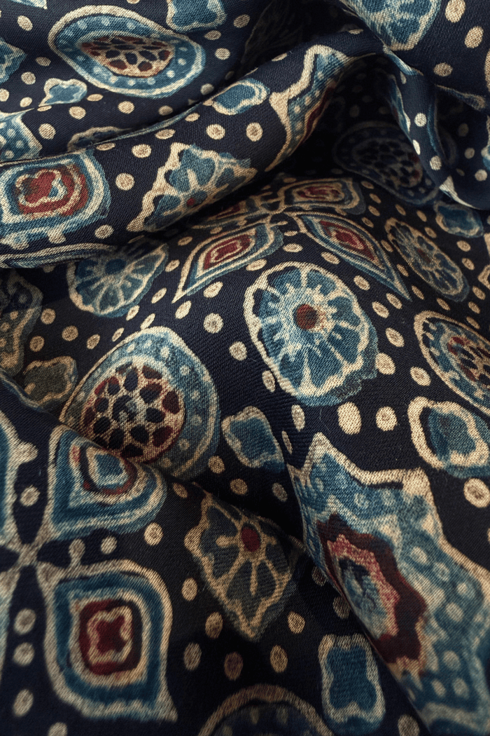 Ajrakh modal silk hand block printed stole