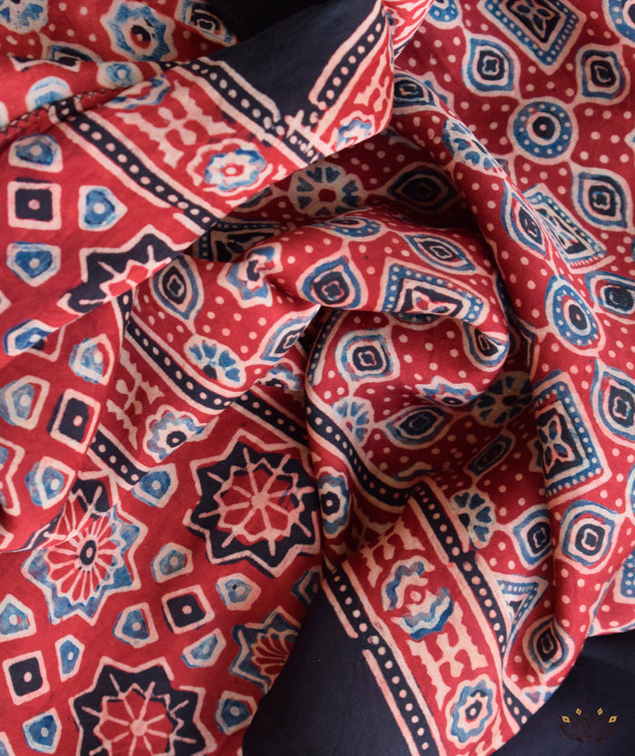 Ajrakh modal silk hand block printed stole