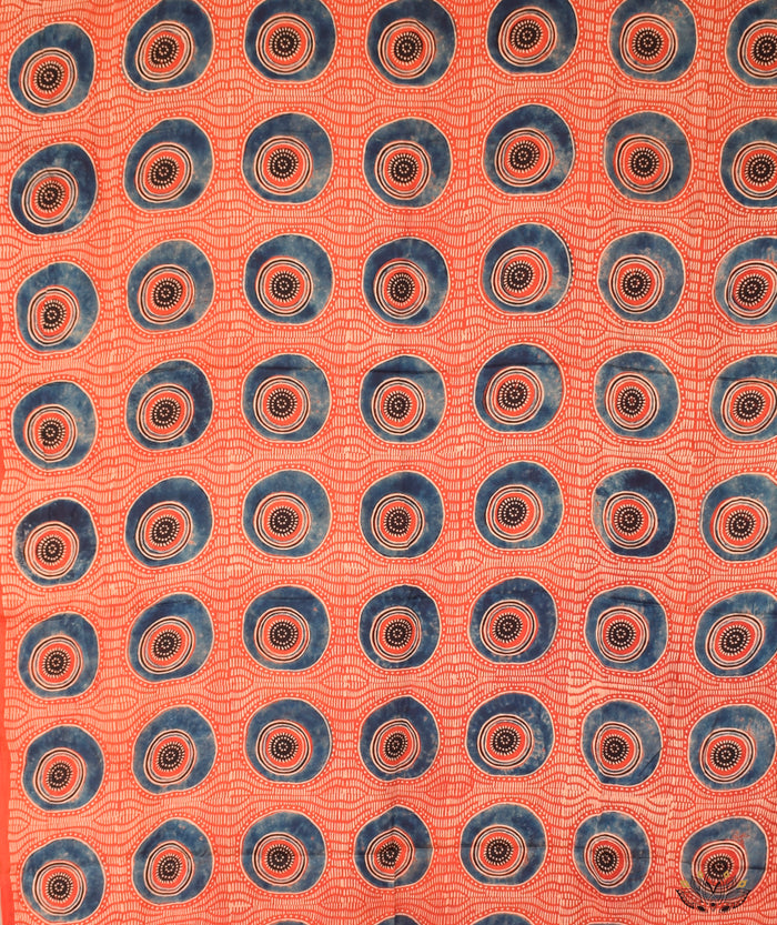 Ajrakh modal silk hand block printed yardage