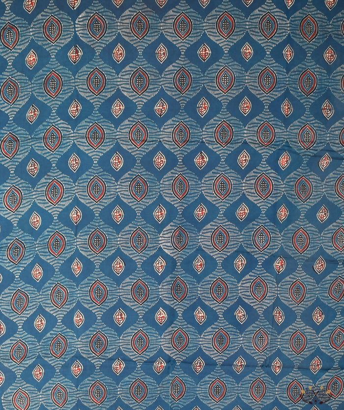 Ajrakh modal silk hand block printed yardage