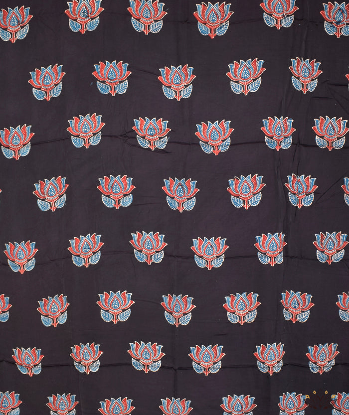 Ajrakh modal silk hand block printed yardage