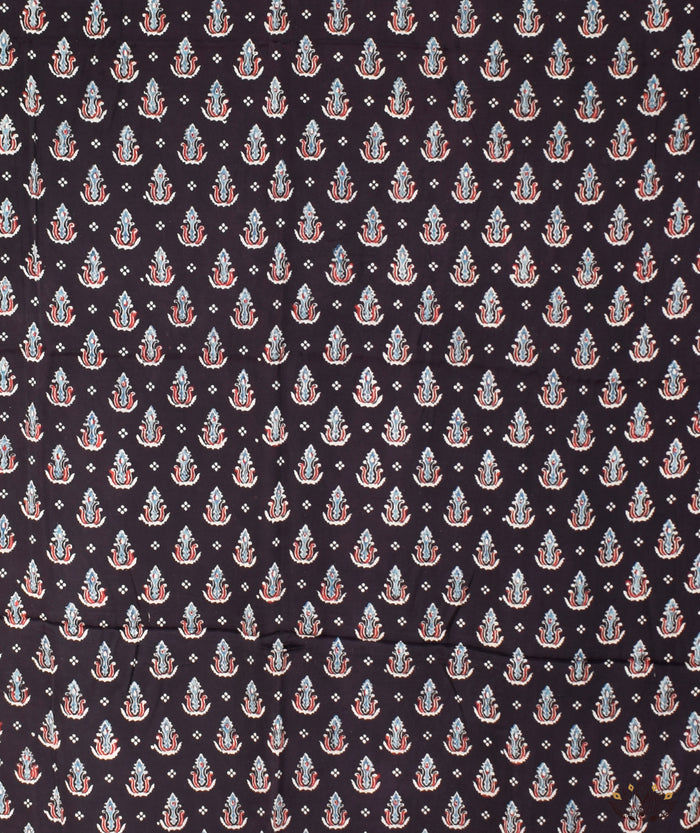 Ajrakh modal silk hand block printed yardage
