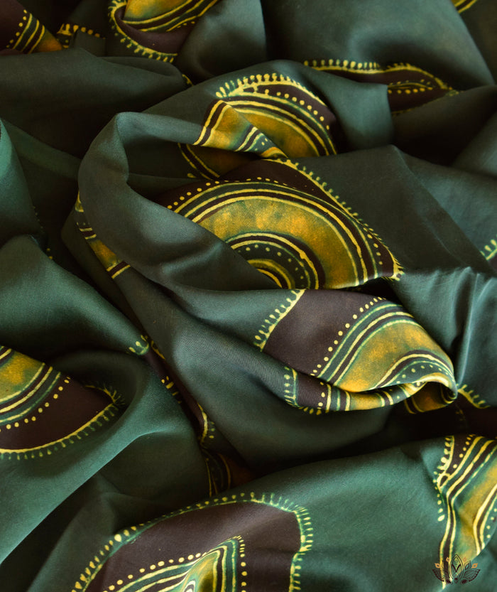 Ajrakh modal silk hand block printed yardage