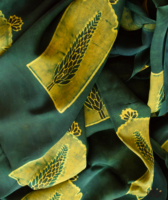 Ajrakh modal silk hand block printed yardage