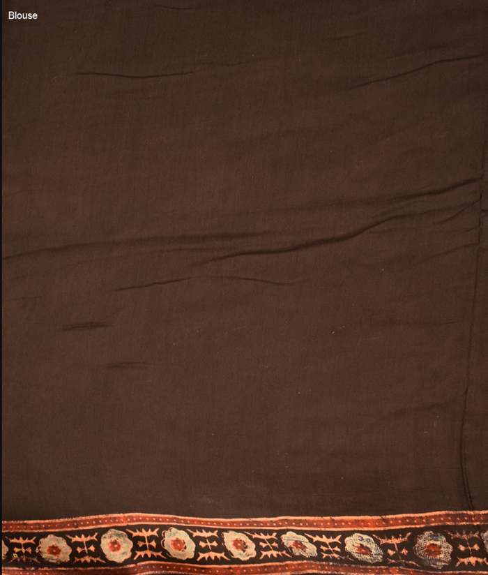 Ajrakh Modal Silk Handblock Printed Saree