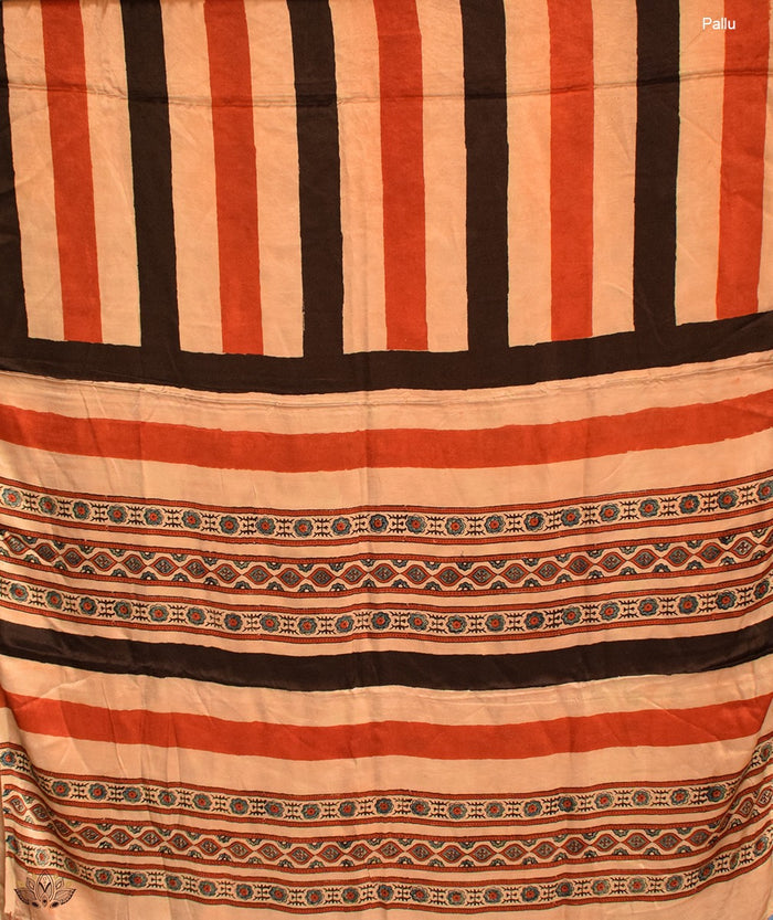 Ajrakh Modal Silk Handblock Printed Saree