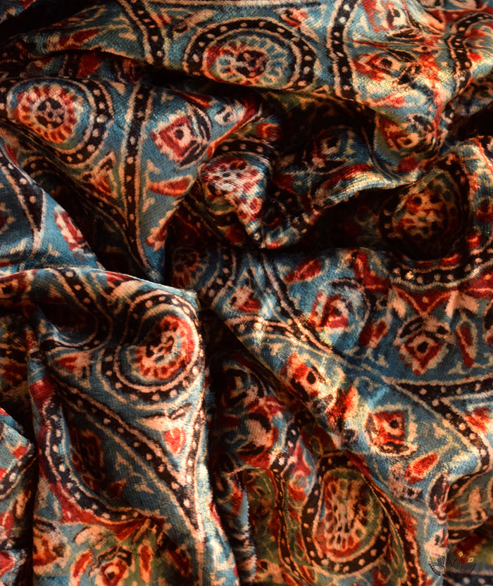 AJRAKH VELVET HAND PRINTED YARDAGE Set (2.5 meter)