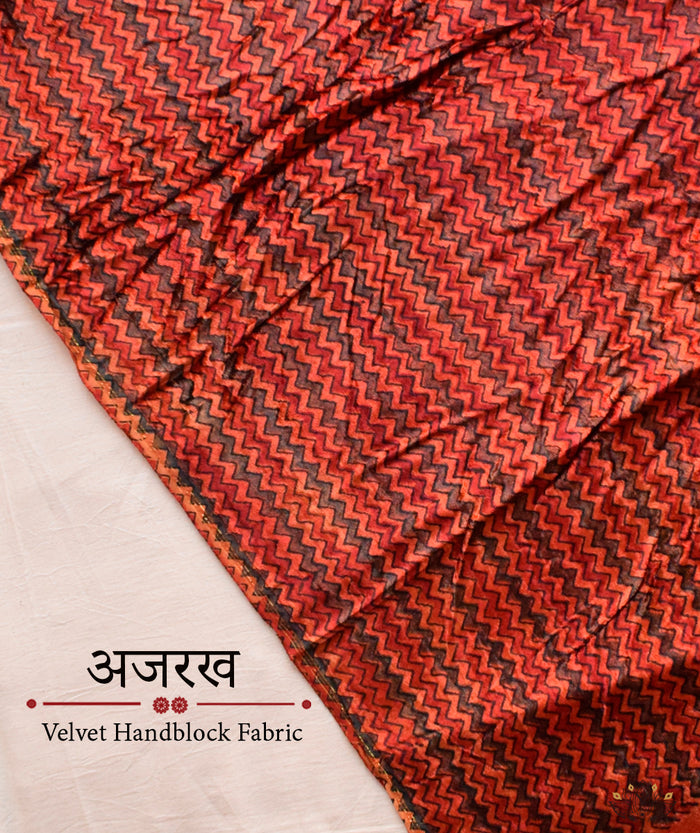 AJRAKH VELVET HAND PRINTED YARDAGE Set (3 meter)