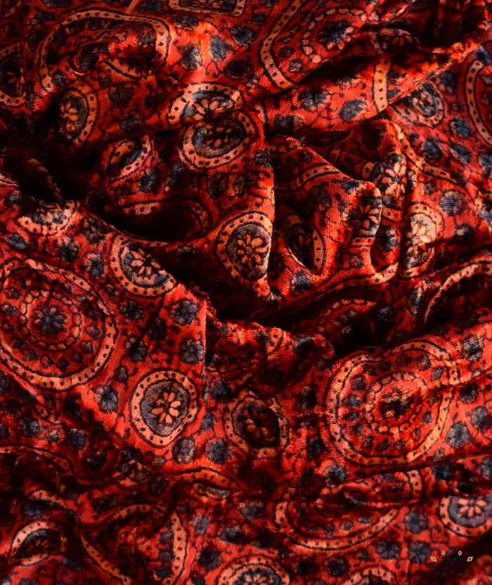 AJRAKH VELVET HAND PRINTED YARDAGE Set (3 meter)