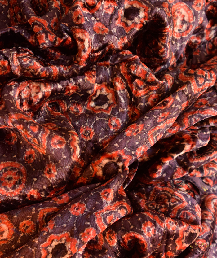 AJRAKH VELVET HAND PRINTED YARDAGE Set (3 meter)
