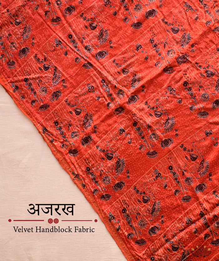 AJRAKH VELVET HAND PRINTED YARDAGE Set (3 meter)
