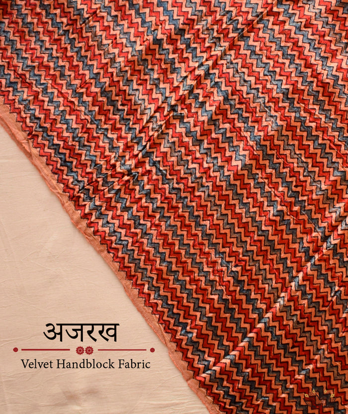 AJRAKH VELVET HAND PRINTED YARDAGE Set (3 meter)
