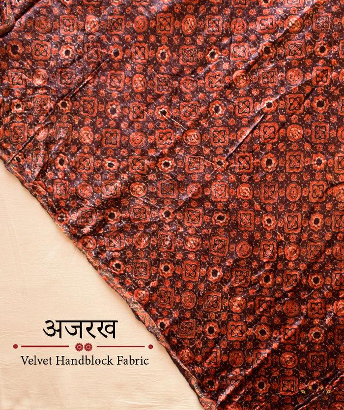 AJRAKH VELVET HAND PRINTED YARDAGE Set (3 meter)